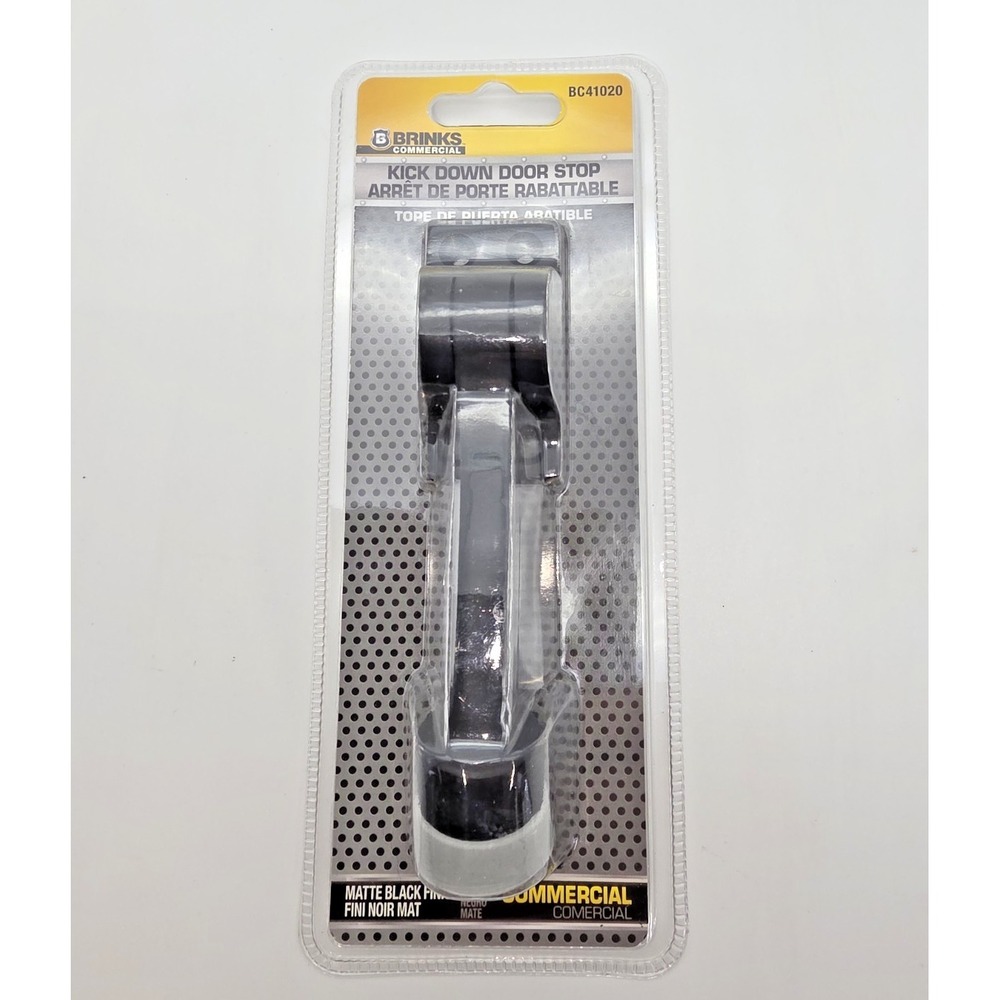 Brinks Matte Black Commercial Kick Down Door Stop Easy Install BC41020 NIP